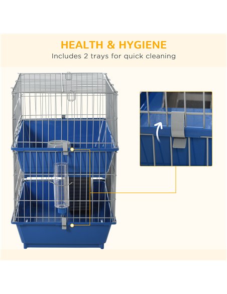 PawHut Double Tier Small Animal Cage Rabbit Chinchillas Cage w/ Ramp Food Dish Water Bottle Deep Trays Pet Home 72 x 44 x 67 cm - pic 158232 | FastDaddyshop