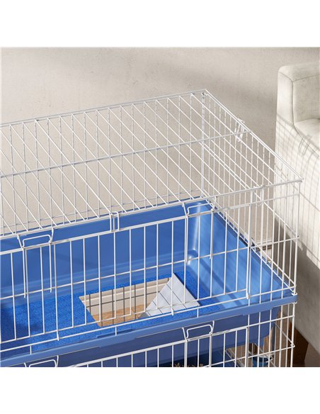 PawHut Double Tier Small Animal Cage Rabbit Chinchillas Cage w/ Ramp Food Dish Water Bottle Deep Trays Pet Home 72 x 44 x 67 cm - pic 158234 | FastDaddyshop