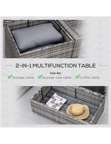 Outsunny 6PC Rattan Corner Sofa Set with Coffee Table, Cushion, Grey