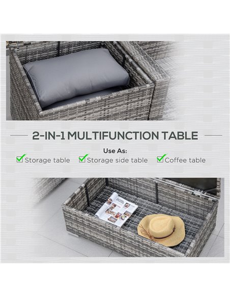 Outsunny 6PC Rattan Corner Sofa Set with Coffee Table, Cushion, Grey - pic 15825 | FastDaddyshop