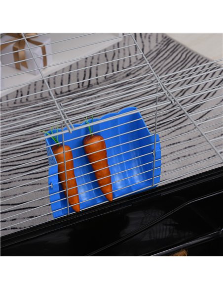 PawHut Small Animal Cage Rabbit Guinea Pigs Chinchillas Cage w/ Wheels Water Bottle Food Dish Platform Ramp 119 x 59 x 50 cm Bla - pic 158252 | FastDaddyshop