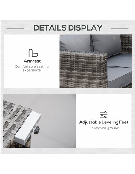 Outsunny 6PC Rattan Corner Sofa Set with Coffee Table, Cushion, Grey - pic 15826 | FastDaddyshop