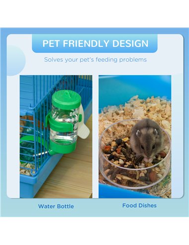 PawHut 5 Tier Hamster Cage Carrier Habitat with Exercise Wheels Tunnel Tube Water Bottle Dishes House Ladder for Dwarf Mice, Blu