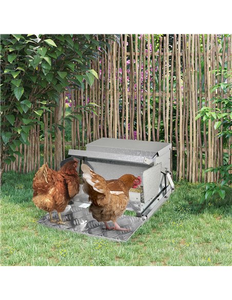 PawHut 11.5KG Automatic Chicken Poultry Feeder Rat Proof Treadle Self Opening with Galvanized Steel and Aluminium - pic 158281 | FastDaddyshop