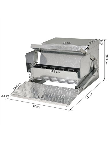 PawHut 11.5KG Automatic Chicken Poultry Feeder Rat Proof Treadle Self Opening with Galvanized Steel and Aluminium