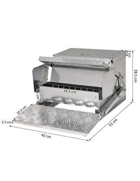 PawHut 11.5KG Automatic Chicken Poultry Feeder Rat Proof Treadle Self Opening with Galvanized Steel and Aluminium - pic 158282 | FastDaddyshop
