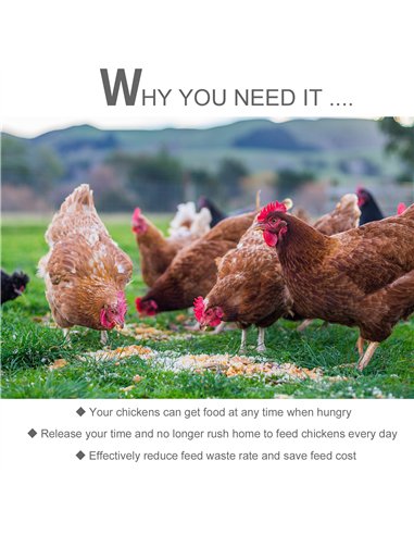 PawHut 11.5KG Automatic Chicken Poultry Feeder Rat Proof Treadle Self Opening with Galvanized Steel and Aluminium