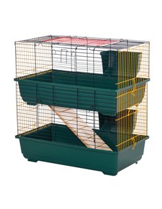 PawHut Indoor Rabbit Guinea Pig Cage Small Animal Cage Two Storey 80 x 44 x 82 cm