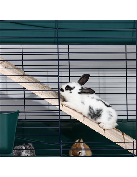 PawHut Indoor Rabbit Guinea Pig Cage Small Animal Cage Two Storey 80 x 44 x 82 cm - pic 158315 | FastDaddyshop
