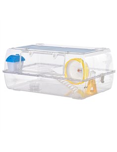 PawHut Hamster Cage, 2 Tier Gerbil Cage with Running Wheel, Water Bottle, Dish