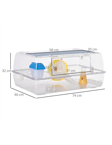 PawHut Hamster Cage, 2 Tier Gerbil Cage with Running Wheel, Water Bottle, Dish