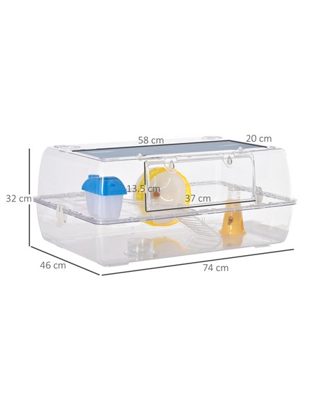 PawHut Hamster Cage, 2 Tier Gerbil Cage with Running Wheel, Water Bottle, Dish - pic 158318 | FastDaddyshop