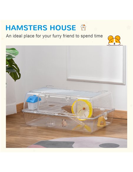 PawHut Hamster Cage, 2 Tier Gerbil Cage with Running Wheel, Water Bottle, Dish - pic 158320 | FastDaddyshop