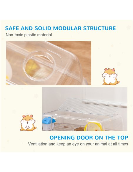 PawHut Hamster Cage, 2 Tier Gerbil Cage with Running Wheel, Water Bottle, Dish - pic 158322 | FastDaddyshop