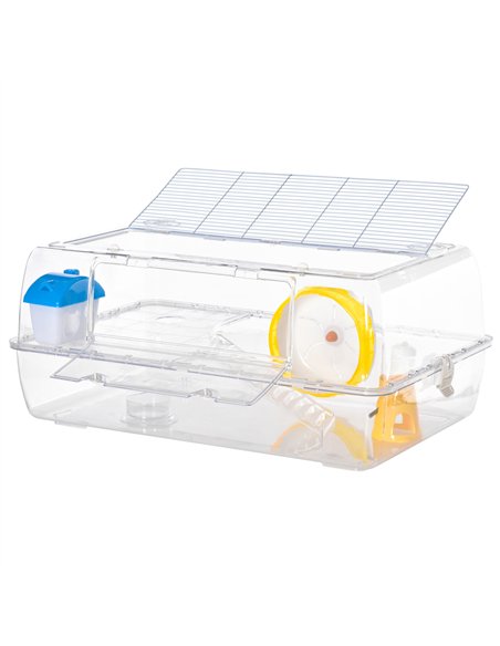 PawHut Hamster Cage, 2 Tier Gerbil Cage with Running Wheel, Water Bottle, Dish - pic 158323 | FastDaddyshop