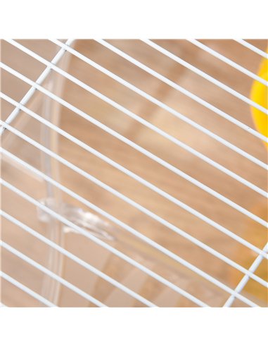 PawHut Hamster Cage, 2 Tier Gerbil Cage with Running Wheel, Water Bottle, Dish