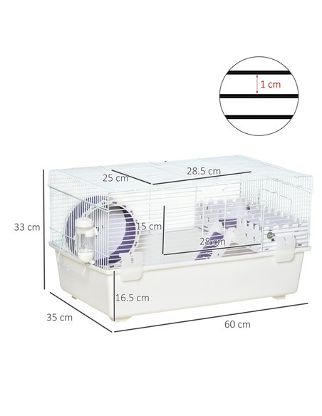 PawHut 2 Tier Hamster Cage, Gerbil Cage with Exercise Wheel, Water Bottle, Ladder, White - pic 158327 | FastDaddyshop