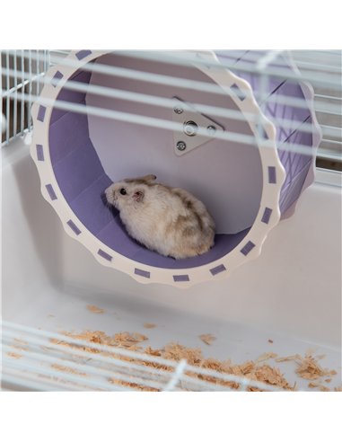 PawHut 2 Tier Hamster Cage, Gerbil Cage with Exercise Wheel, Water Bottle, Ladder, White