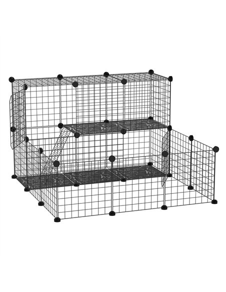 PawHut Pet Playpen w/ Door Customisable Fence for Guinea Pigs Chinchillas Hedgehogs - Black - pic 158334 | FastDaddyshop