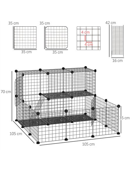PawHut Pet Playpen w/ Door Customisable Fence for Guinea Pigs Chinchillas Hedgehogs - Black - pic 158336 | FastDaddyshop