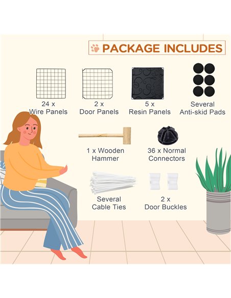 PawHut Pet Playpen w/ Door Customisable Fence for Guinea Pigs Chinchillas Hedgehogs - Black - pic 158339 | FastDaddyshop