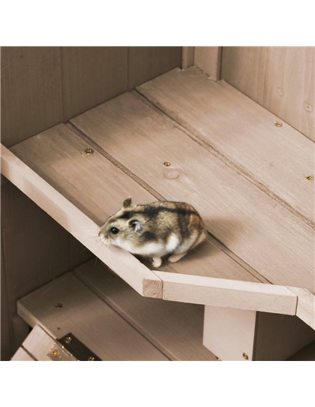 PawHut Wooden Hamster Cage, Mice Rodent Small Animals Kit Hutch, 3 Tiers Exercise Play House, with Wheels, Bottom Tray, 99 x 50  - pic 158351 | FastDaddyshop