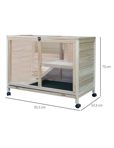 PawHut Small Animals Guinea Pigs Hutches Fir Wood Indoor Hutch