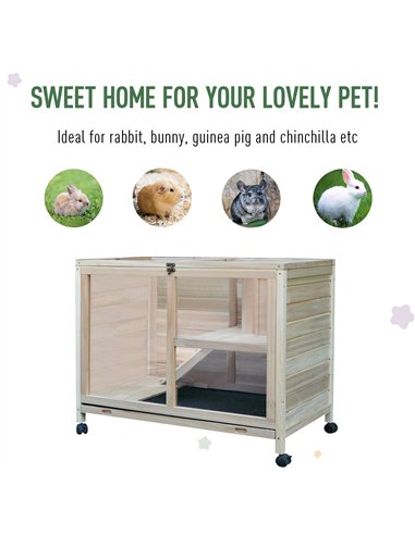 PawHut Small Animals Guinea Pigs Hutches Fir Wood Indoor Hutch