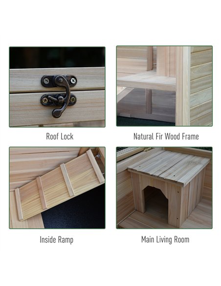 PawHut Small Animals Guinea Pigs Hutches Fir Wood Indoor Hutch - pic 158366 | FastDaddyshop