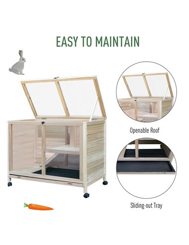 PawHut Small Animals Guinea Pigs Hutches Fir Wood Indoor Hutch