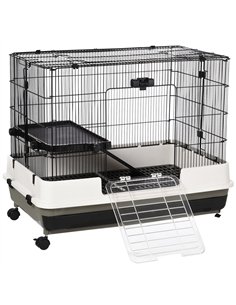 PawHut Small Animal Guinea Pigs Hutches Steel Wire Rabbit Cage Pet Play House  W/ Waste Tray Black 2