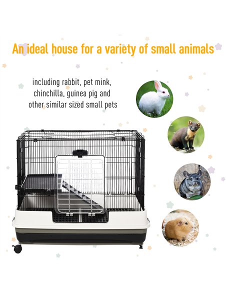 PawHut Small Animal Guinea Pigs Hutches Steel Wire Rabbit Cage Pet Play House  W/ Waste Tray Black - pic 158373 | FastDaddyshop