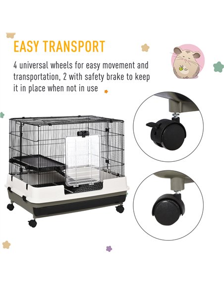 PawHut Small Animal Guinea Pigs Hutches Steel Wire Rabbit Cage Pet Play House  W/ Waste Tray Black - pic 158374 | FastDaddyshop