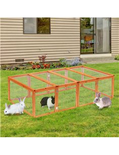 Pawhut Guinea Pigs Hutches W/ Mesh Wire, 181Lx100Wx 48H cm-Wood 2