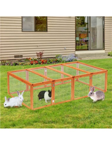 Pawhut Guinea Pigs Hutches W/ Mesh Wire, 181Lx100Wx 48H cm-Wood