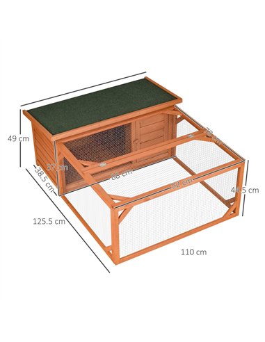 PawHut Guinea Pigs Hutches Off-ground Small Animal Guinea Pig House 125.5 x 100 x 49cm