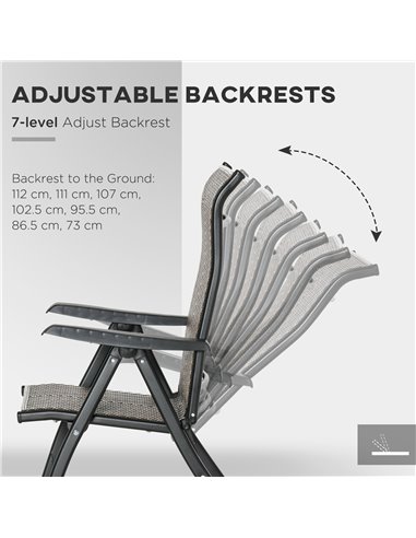 Outsunny Set of 2 Outdoor Wicker Folding Chairs with 7 Levels Adjustable Backrest, Red Brown