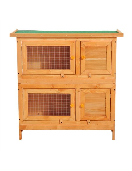 Pawhut 90cm 2 Tiers Double Decker Wooden Guinea Pigs Hutches Pet Cage - pic 158413 | FastDaddyshop
