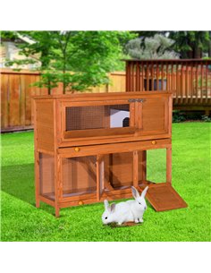 PawHut 48-Inch Antifungal Fir Board Guinea Pigs Hutches Sauce Yellow 2
