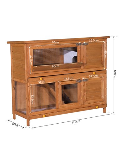 PawHut 48-Inch Antifungal Fir Board Guinea Pigs Hutches Sauce Yellow