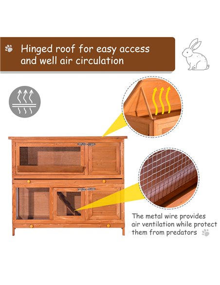 PawHut 48-Inch Antifungal Fir Board Guinea Pigs Hutches Sauce Yellow - pic 158421 | FastDaddyshop