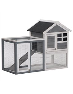 PawHut 2 Tier Wooden Guinea Pigs Hutches Guinea Pig Cage Rabbit Cage Pull Out Tray W/ Ramp 122 x 62.6 x 92 cm 2
