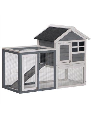 PawHut 2 Tier Wooden Guinea Pigs Hutches Guinea Pig Cage Rabbit Cage Pull Out Tray W/ Ramp 122 x 62.6 x 92 cm