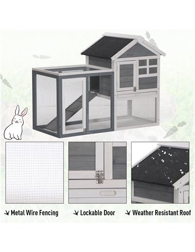 PawHut 2 Tier Wooden Guinea Pigs Hutches Guinea Pig Cage Rabbit Cage Pull Out Tray W/ Ramp 122 x 62.6 x 92 cm