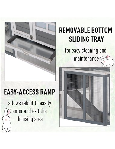 PawHut 2 Tier Wooden Guinea Pigs Hutches Guinea Pig Cage Rabbit Cage Pull Out Tray W/ Ramp 122 x 62.6 x 92 cm