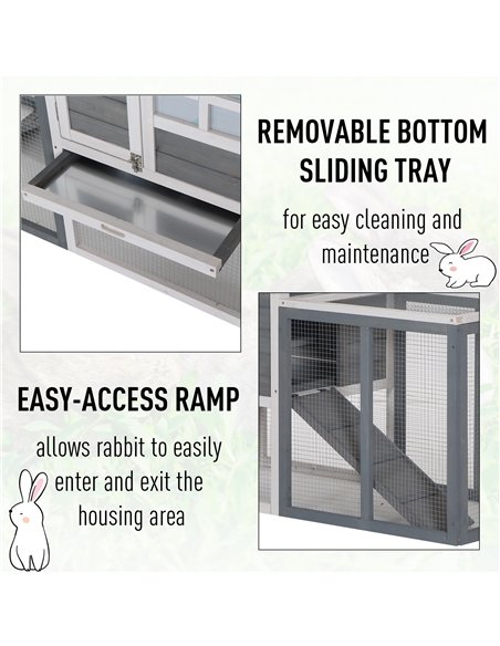 PawHut 2 Tier Wooden Guinea Pigs Hutches Guinea Pig Cage Rabbit Cage Pull Out Tray W/ Ramp 122 x 62.6 x 92 cm - pic 158428 | FastDaddyshop