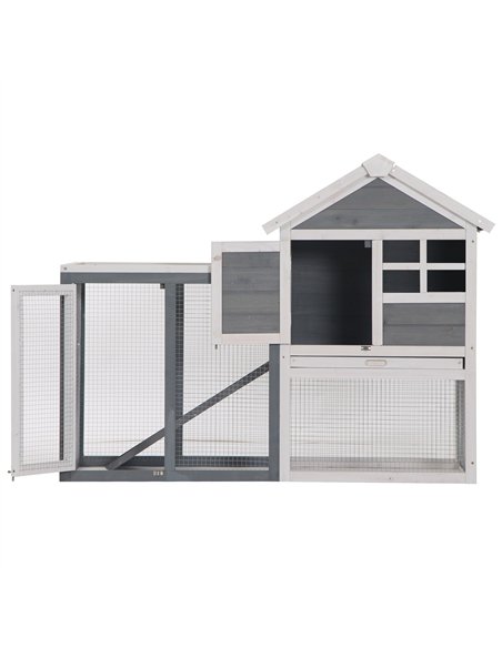 PawHut 2 Tier Wooden Guinea Pigs Hutches Guinea Pig Cage Rabbit Cage Pull Out Tray W/ Ramp 122 x 62.6 x 92 cm - pic 158430 | FastDaddyshop