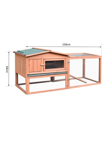 Pawhut 2 Floor Wooden Guinea Pigs Hutches House Bunny Coop Outdoor Garden Backyard, 158L x 58W x 68H cm