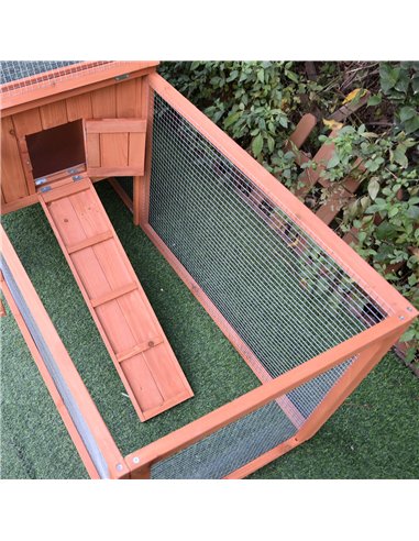 Pawhut 2 Floor Wooden Guinea Pigs Hutches House Bunny Coop Outdoor Garden Backyard, 158L x 58W x 68H cm