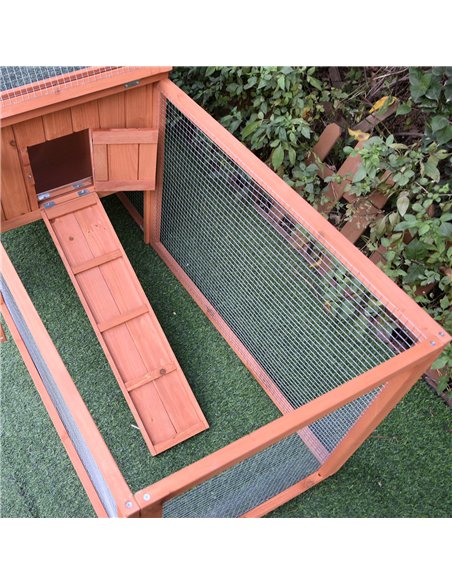 Pawhut 2 Floor Wooden Guinea Pigs Hutches House Bunny Coop Outdoor Garden Backyard, 158L x 58W x 68H cm - pic 158440 | FastDaddyshop
